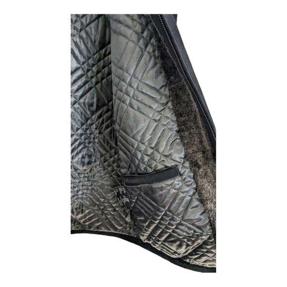 Marc New York black wool/cashmere w/ brown faux fur collar car coat Size XL EUC - Picture 3 of 7